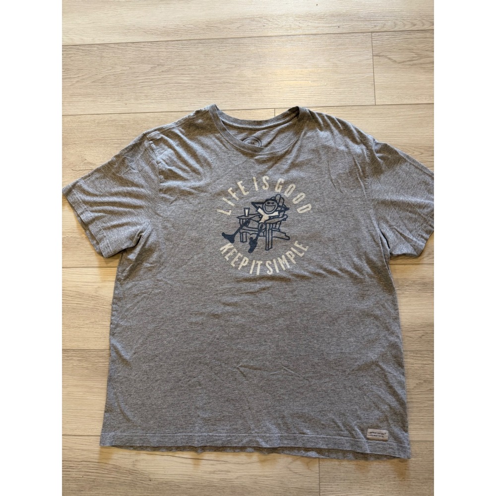 Life is Good Mens XL Gray Keep It Simple Adirondack Jake Graphic T-Shirt Tee